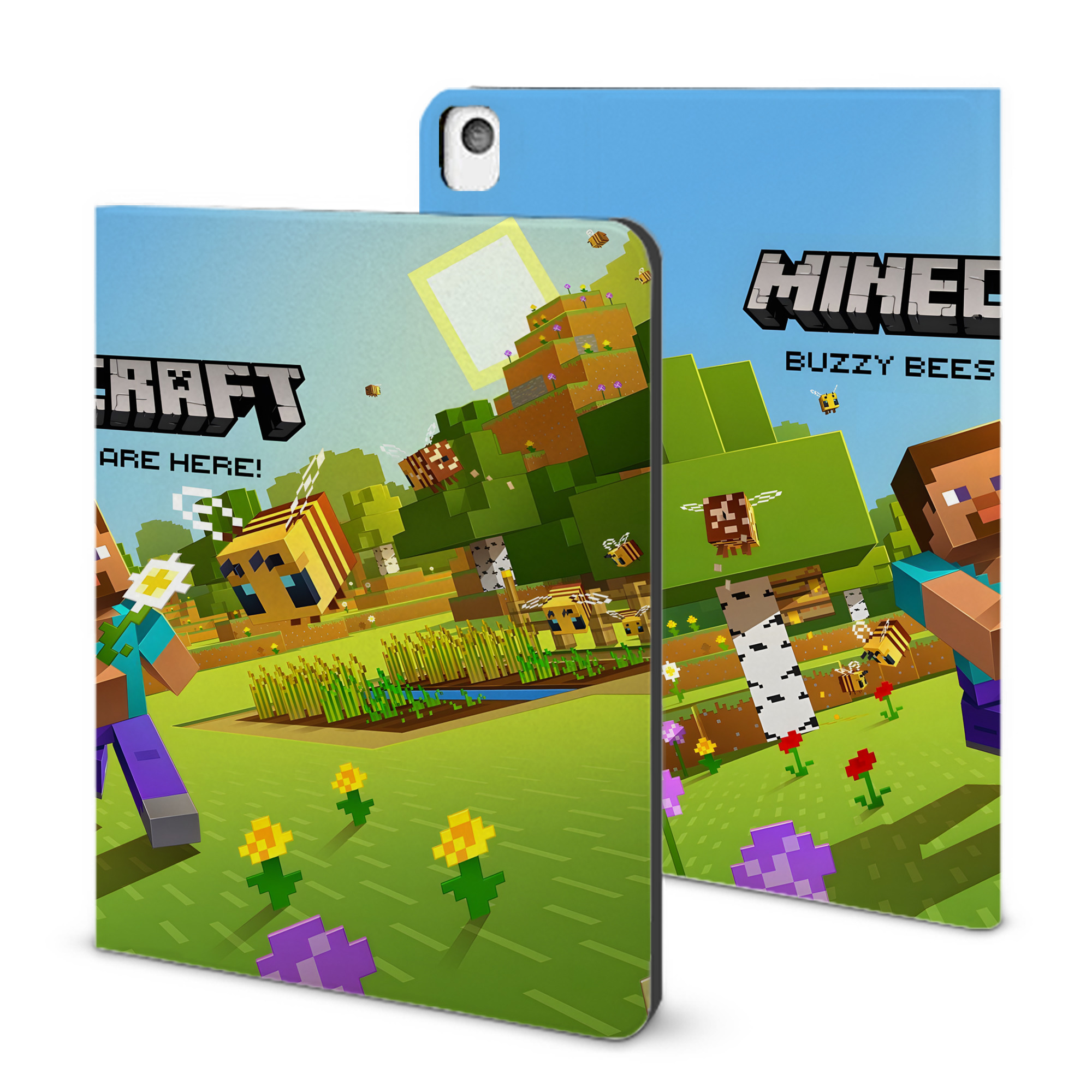 （画像用） マインクラフト ブロックの世界 Minecraft MC Block world IPadケース ペンホルダー付き ブックスタイルデザイン